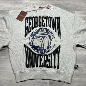 NEW Mitchell & Ness‎ Georgetown University Women's XS Logo Gray Crewneck Sweater